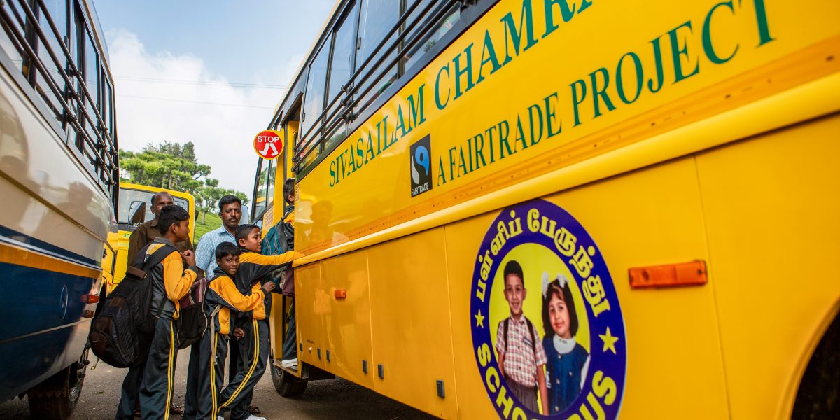 School bus paid for by Fairtrade Premium